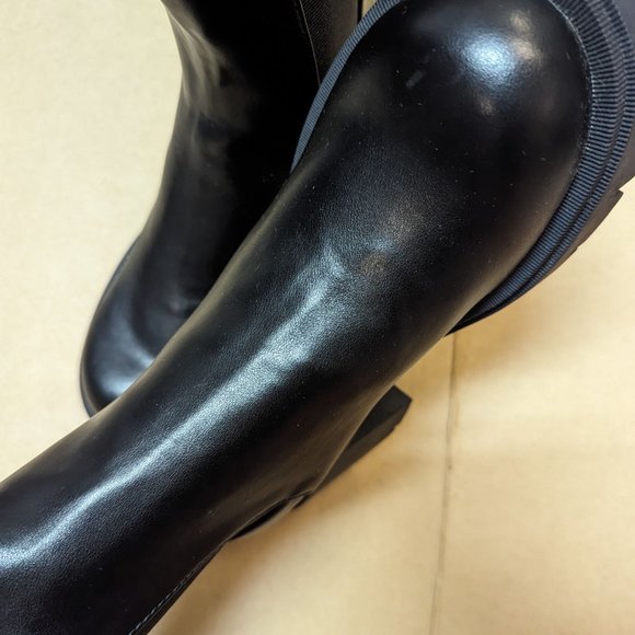 ZARA Block HEEL LUG SOLE CHELSEA ANKLE BOOTS BOOTIES BLACK EU size 38 US 7.5 NWT - Picture 7 of 9